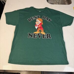 Disney Grumpy "Best Day Never" Green T Shirt Men's XL Cotton
